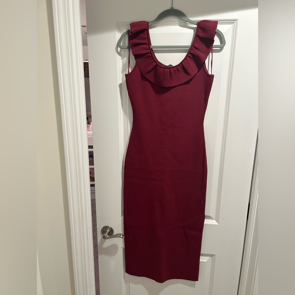 VICI Layna Ruffle Neckline Bodycon Midi Dress - Picture 7 of 9